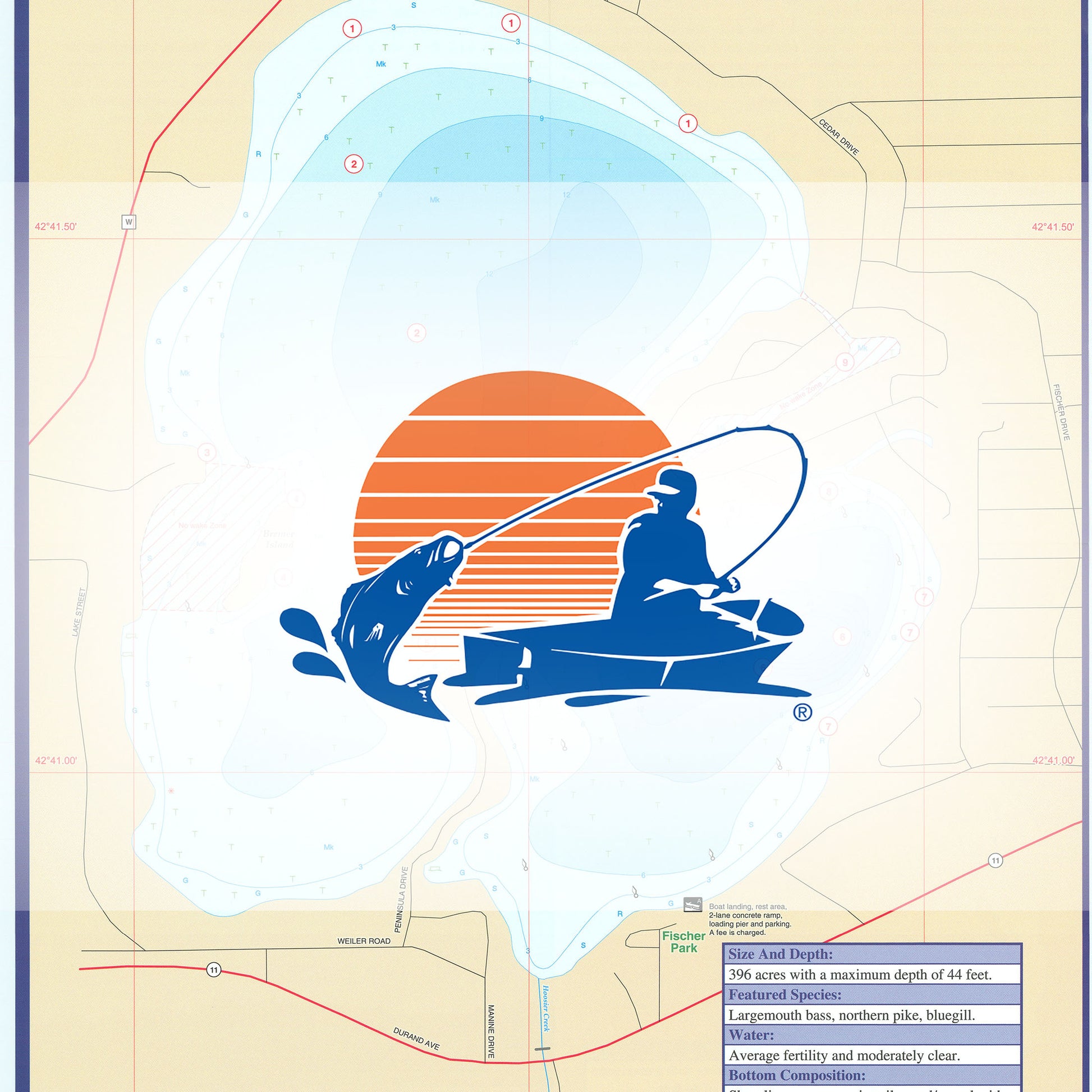 Browns Lake (Racine Co) Fishing Map