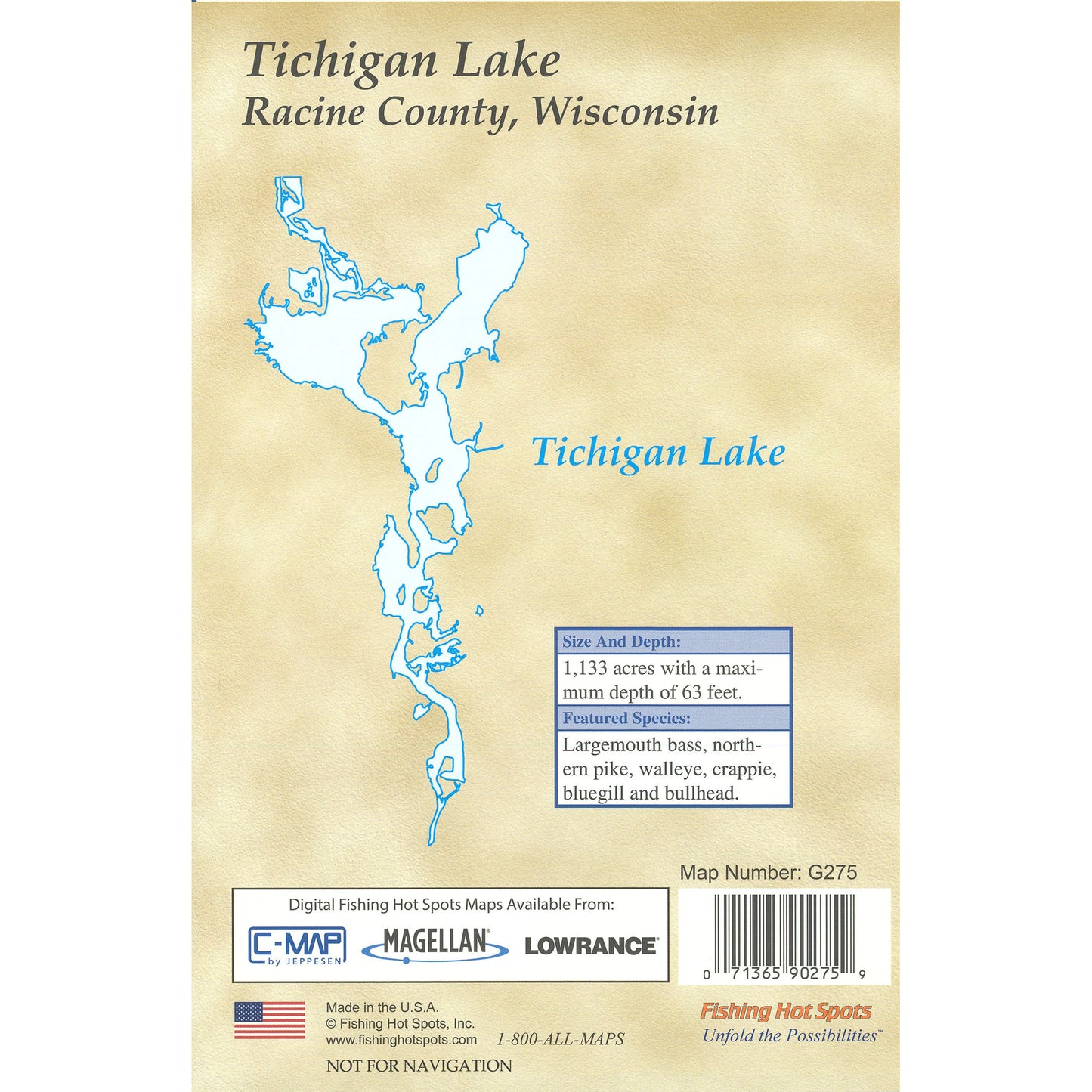 Tichigan Lake (Racine Co) Fishing Map