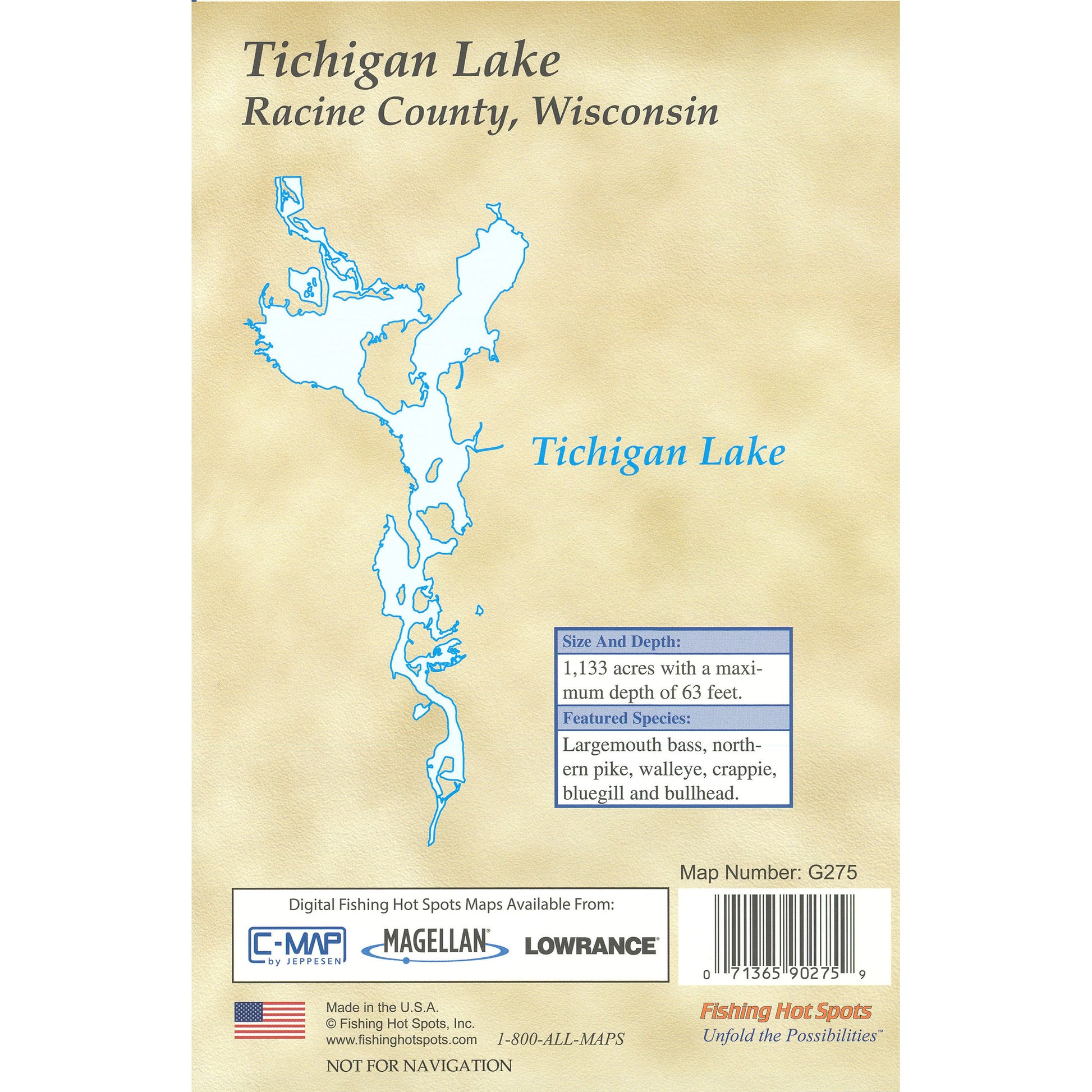 Tichigan Lake (Racine Co) Fishing Map