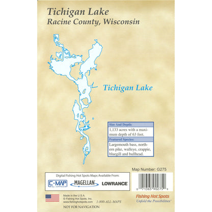Tichigan Lake (Racine Co) Fishing Map