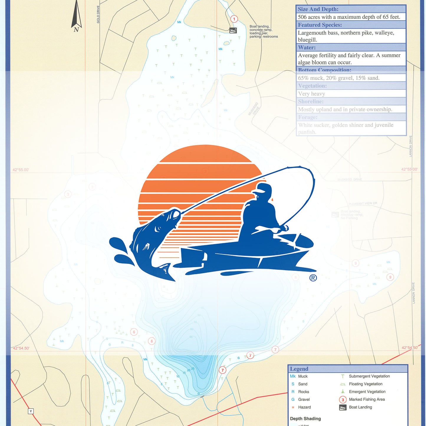 Little Muskego Lake (Waukesha Co) Fishing Map