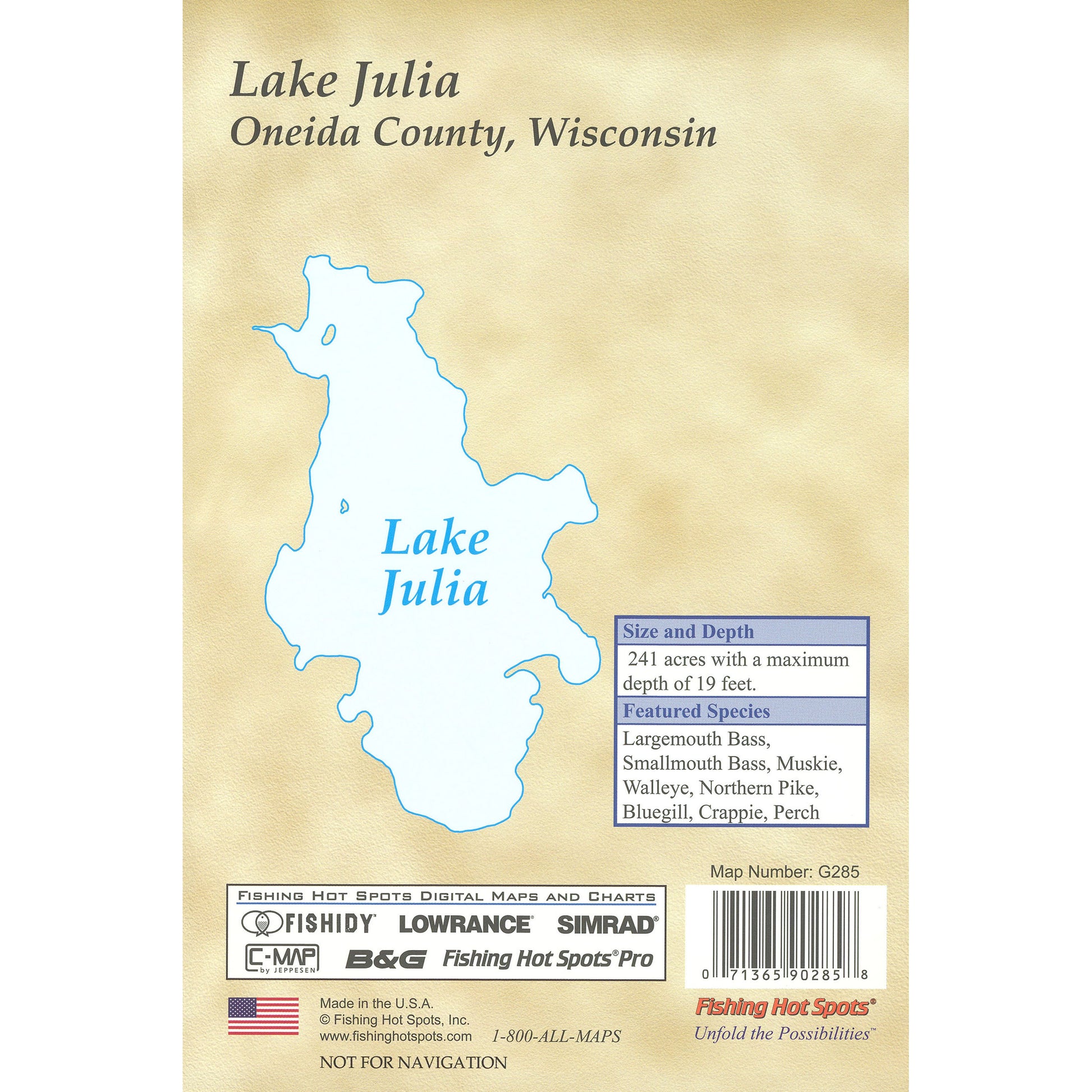 Lake Julia (Oneida County, WI) Fishing Map