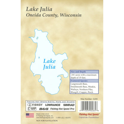 Lake Julia (Oneida County, WI) Fishing Map