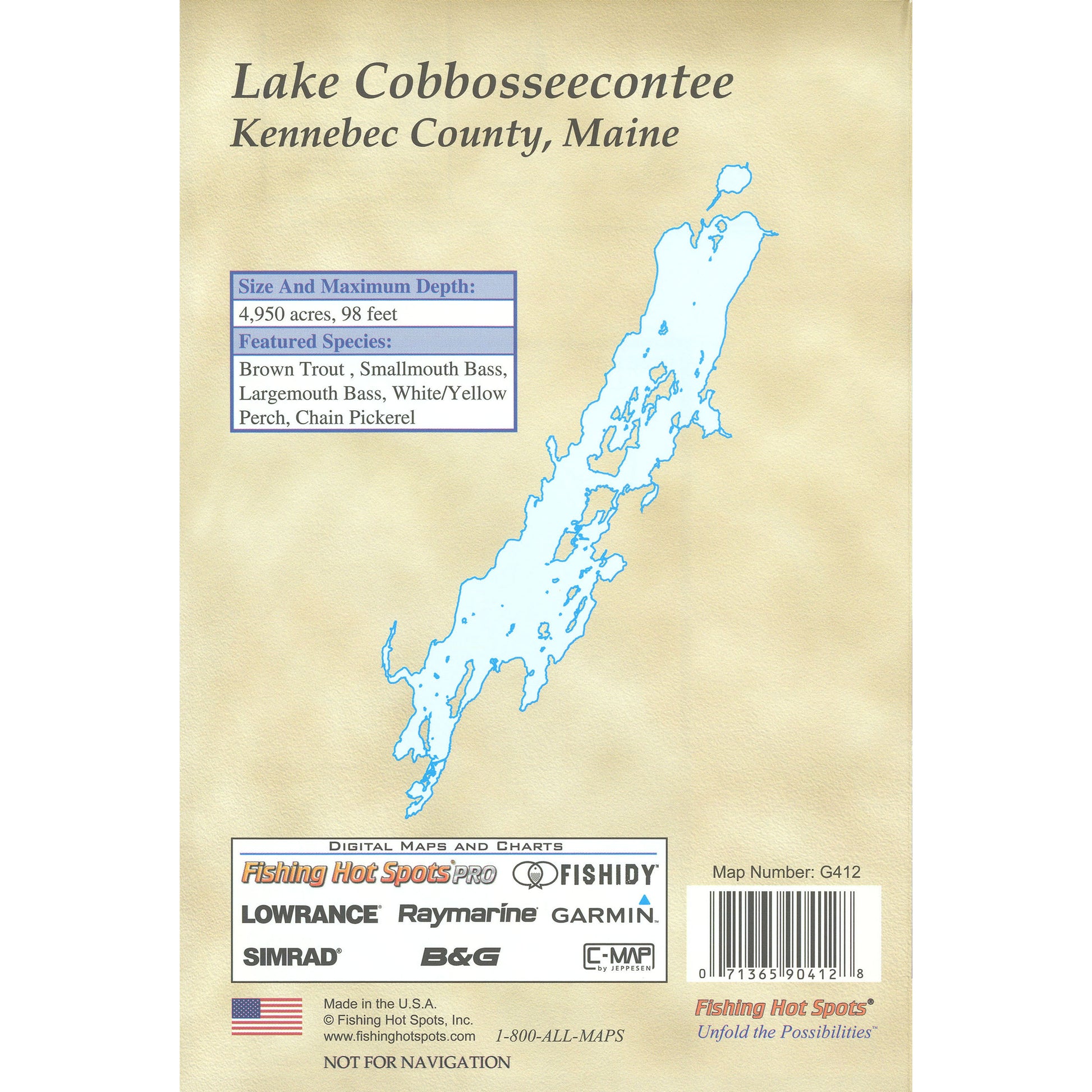 Cobbosseecontee Lake Fishing Map