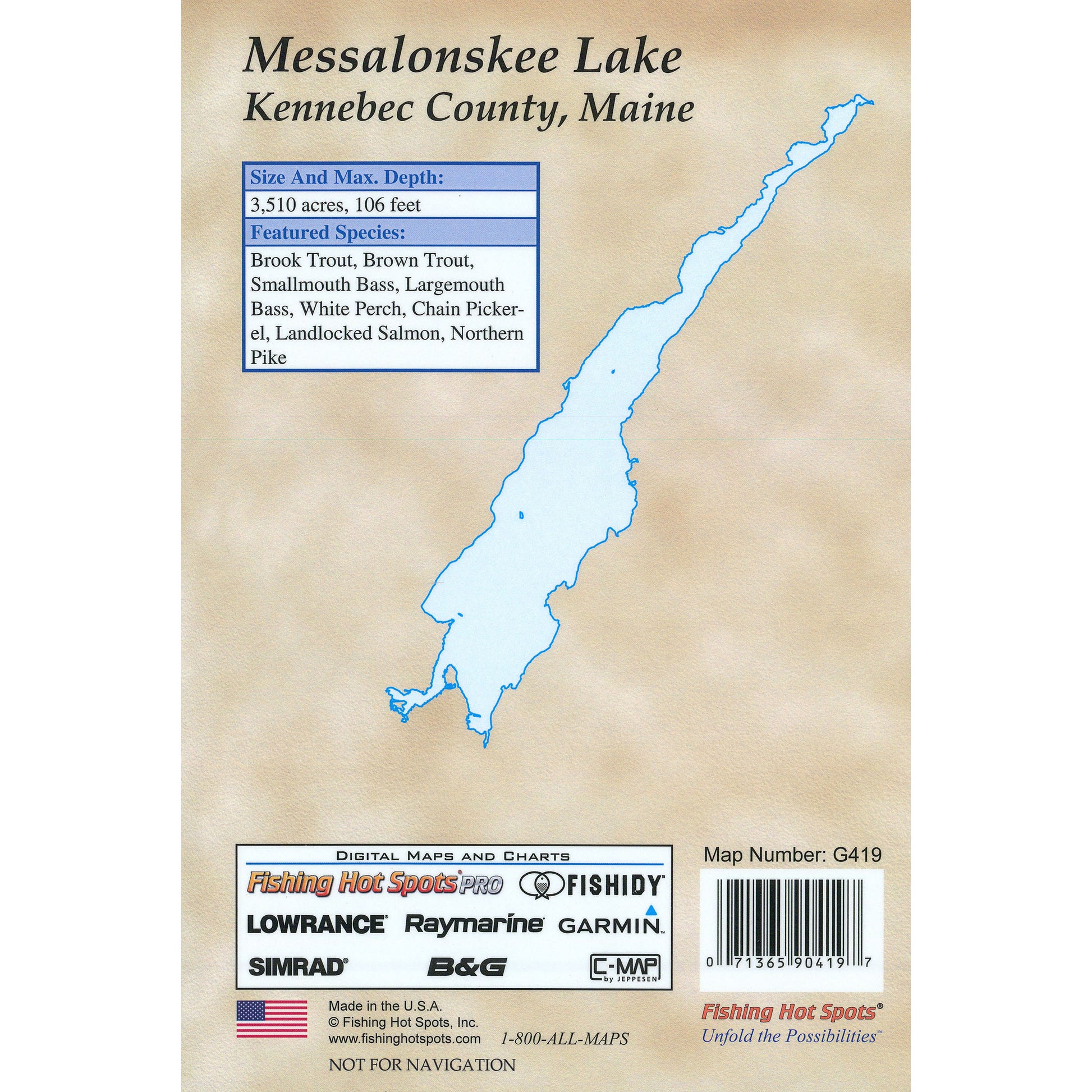 Messalonskee Lake Fishing Map