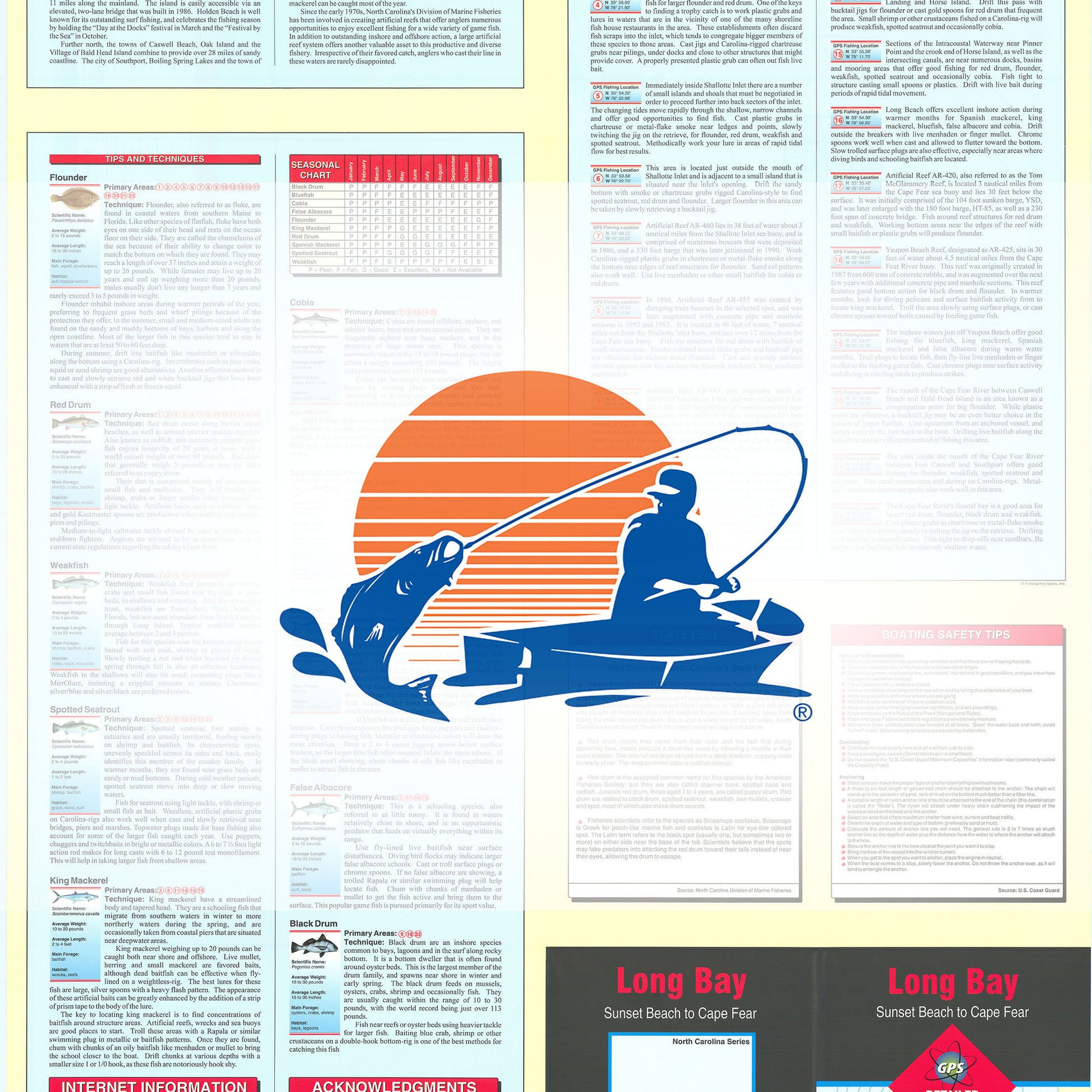 Long Bay  Sunset Beach to Cape Fear Fishing Map