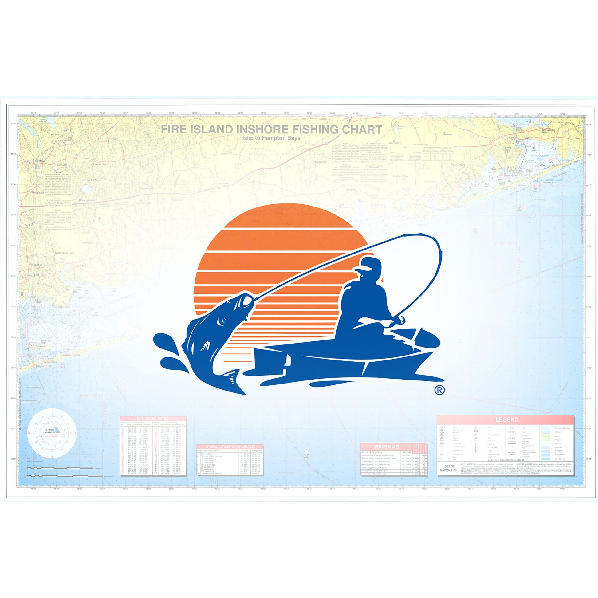 Fire Island InshoreIslip to Hampton Bays Fishing Map