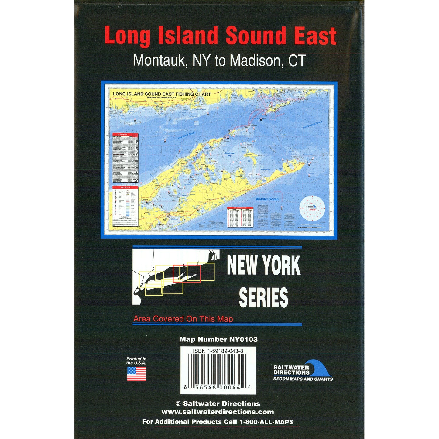 Long Island Sound EastMontauk NY to Madison CT Fishing Map