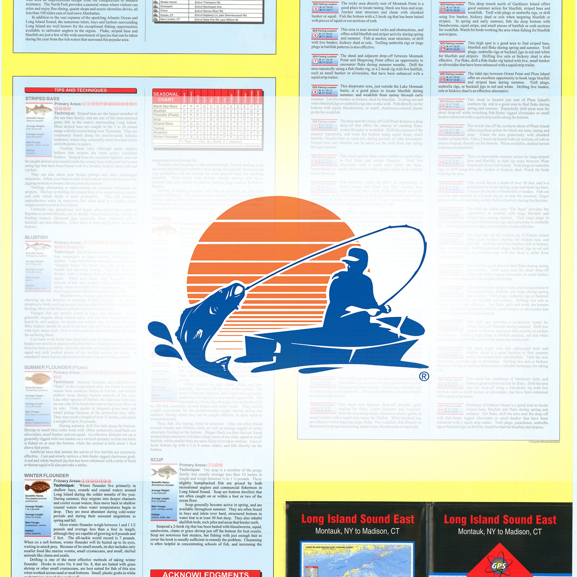 Long Island Sound EastMontauk NY to Madison CT Fishing Map
