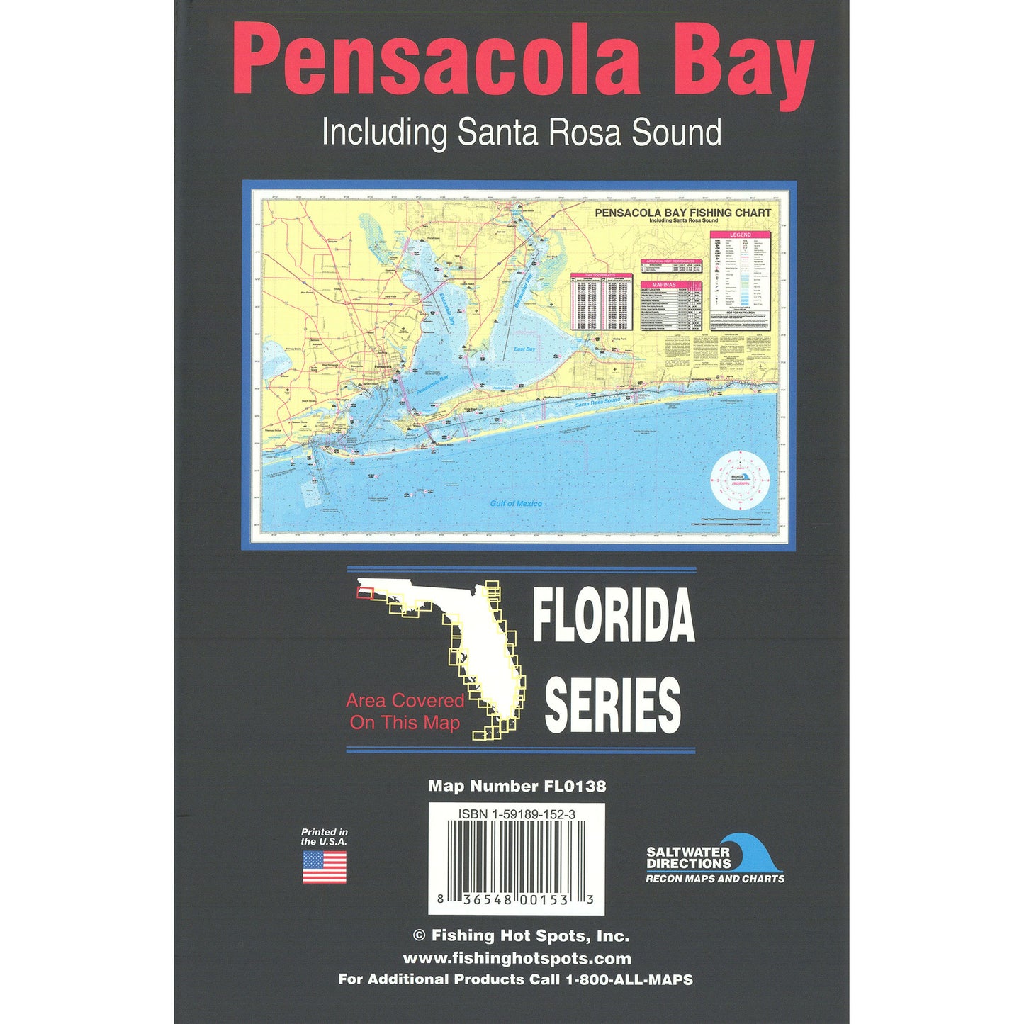 Pensacola Bay  Including Santa Rosa Sound Fishing Map