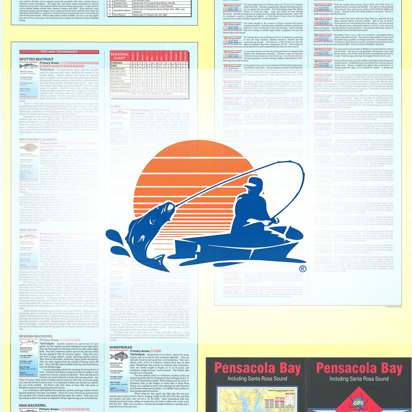 Pensacola Bay  Including Santa Rosa Sound Fishing Map