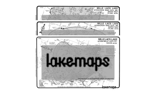Aitkin County, MN - MILLE LACS - MAP PACK -Lakemap - 10113 - 7X11 Black & White (Polypropylene)