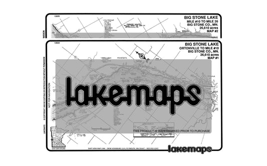 Big Stone County, MN - Big Stone Lake - MAP PACK - Lakemap - 10603 - 7X11 Black & White (Polypropylene)