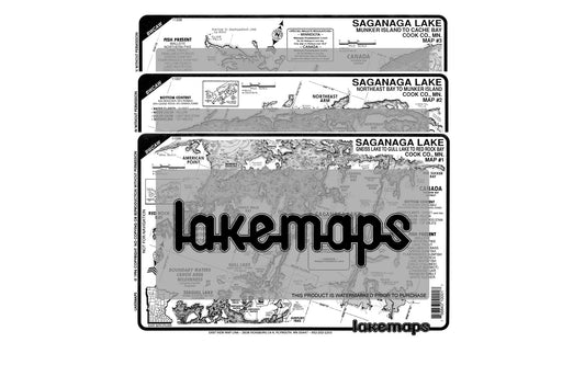 Cook County, MN - Saganaga Lake - MAP PACK - Lakemap - 11323 - 7X11 Black & White (Polypropylene)