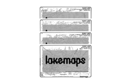 Koochiching County, MN - Rainy Lake - MAP PACK - Lakemap - 12401 - 7X11 Black & White (Polypropylene)
