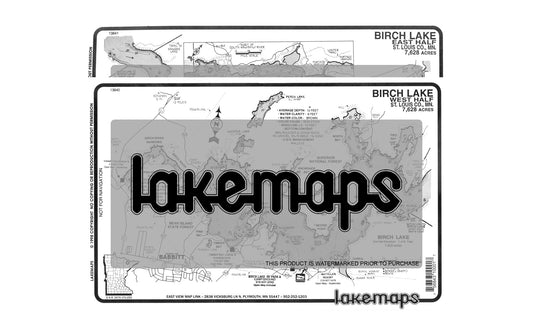 St. Louis County, MN - Birch Lake - MAP PACK - Lakemap - 13806 - 7X11 Black & White (Polypropylene)