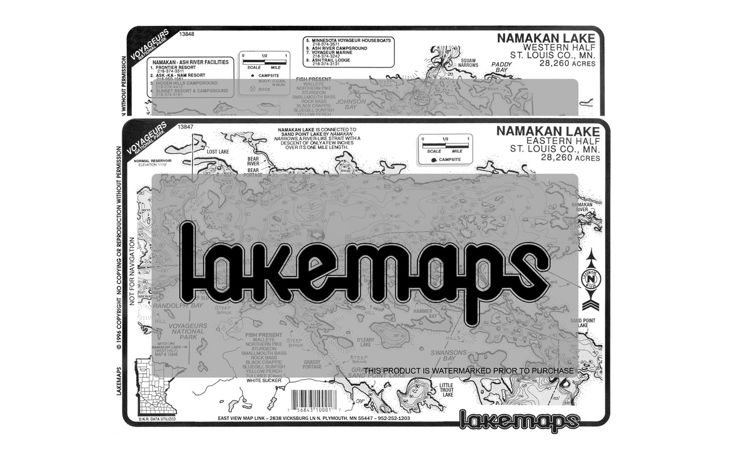 St. Louis County, MN - Namakan Lake - MAP PACK - Lakemap - 13824