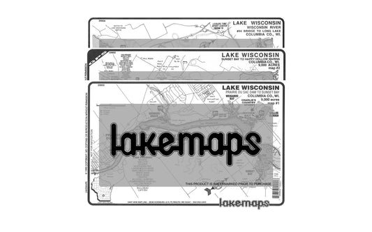 Columbia County, WI - Lake Wisconsin - MAP PACK - Lakemap - 20601 - 7X11 Black & White (Polypropylene)