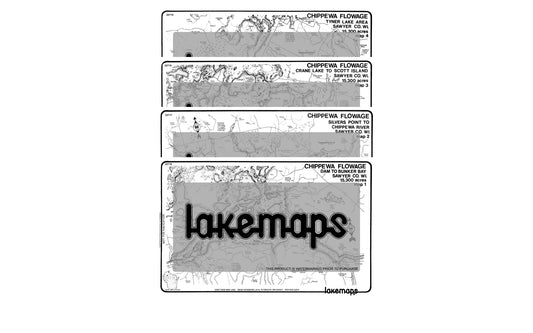 Sawyer County, WI - Chippewa Flow - MAP PACK - Lakemap - 22702 - 7X11 Black & White (Polypropylene)