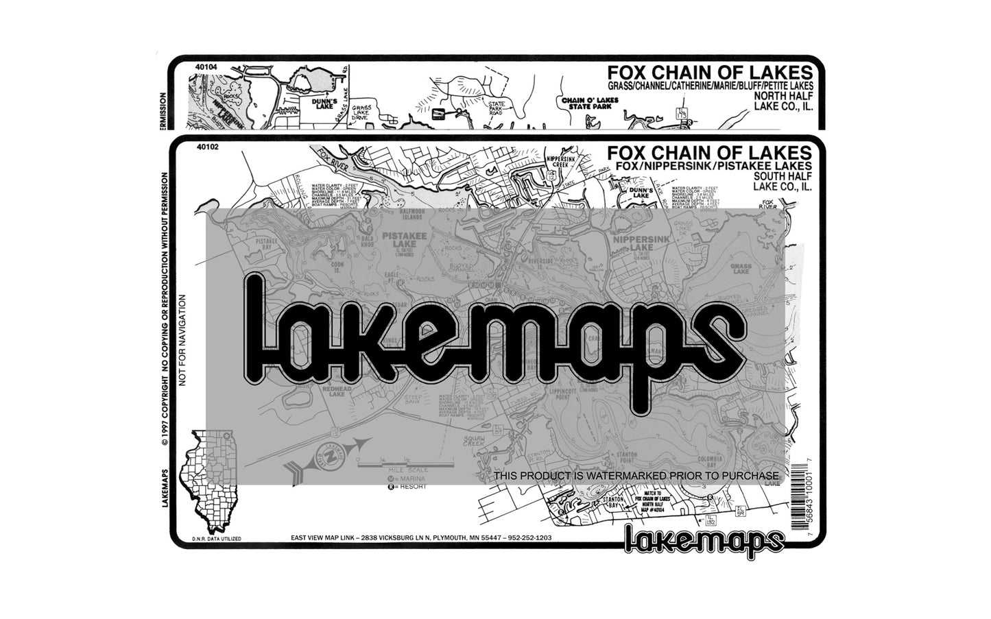 Mississippi River - Mississippi River Pool 4 - LAKE PEPIN -  MAP PACK - Lakemap - 71030 - 7X11 Black & White (Polypropylene)
