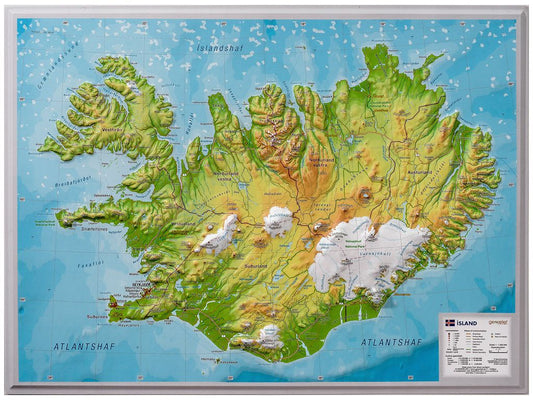 Iceland Raised Relief Map - Small, Unframed