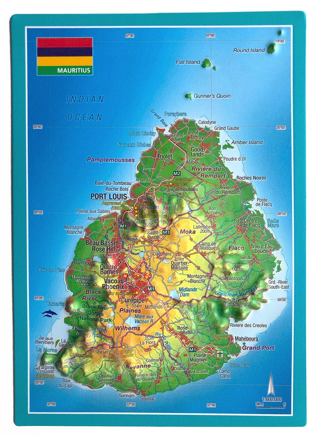 Mauritius Raised Relief 3D Postcard