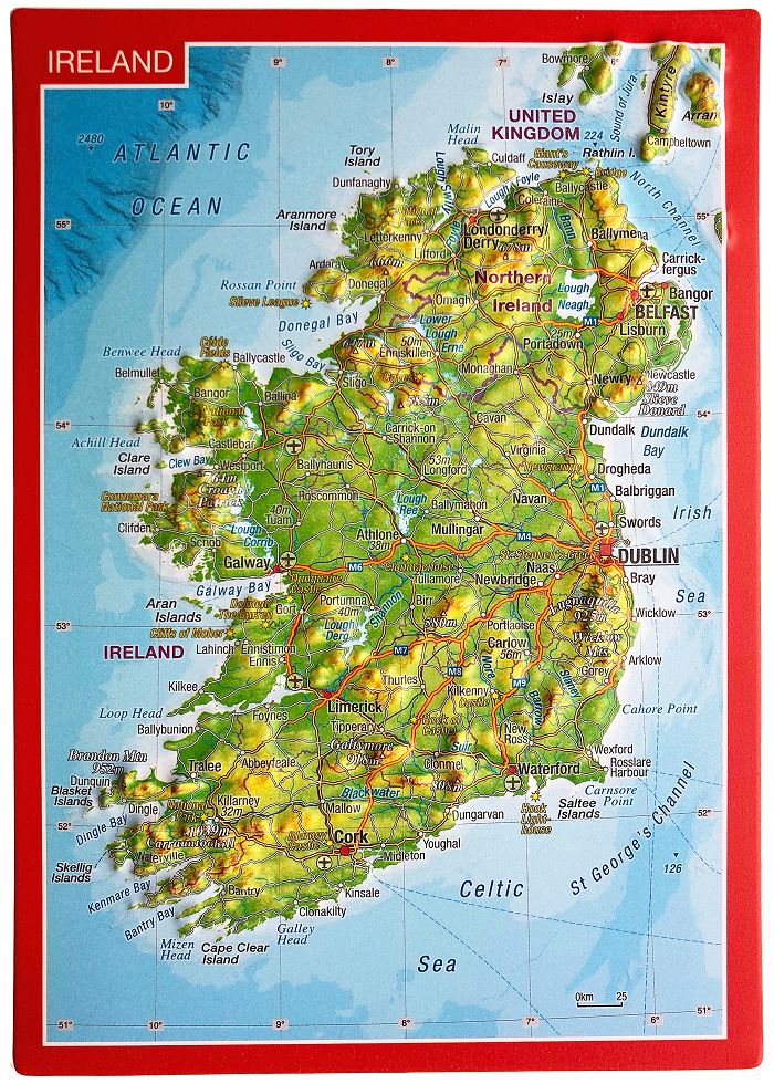 Ireland Raised Relief 3D Postcard