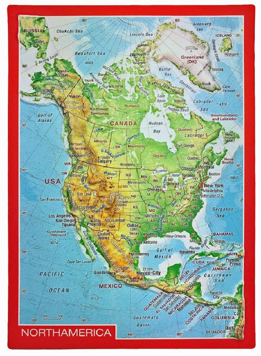 North America Raised Relief 3D Postcard