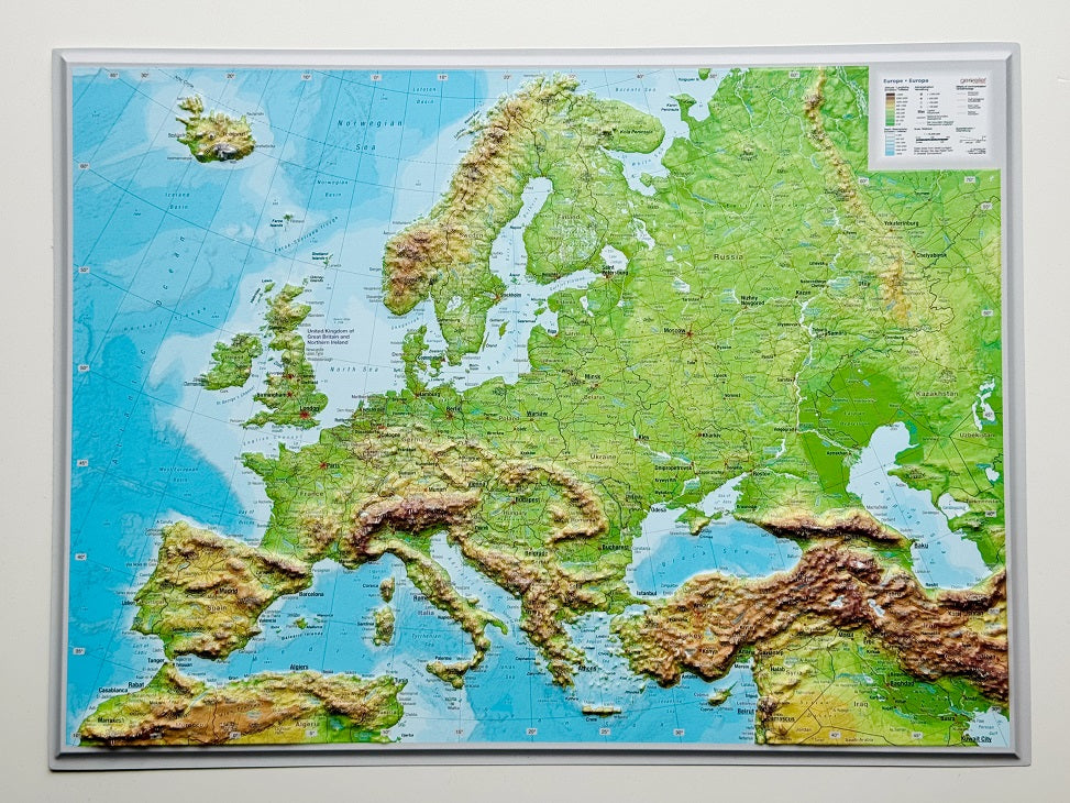 Europe Raised Relief Map - Small, Unframed