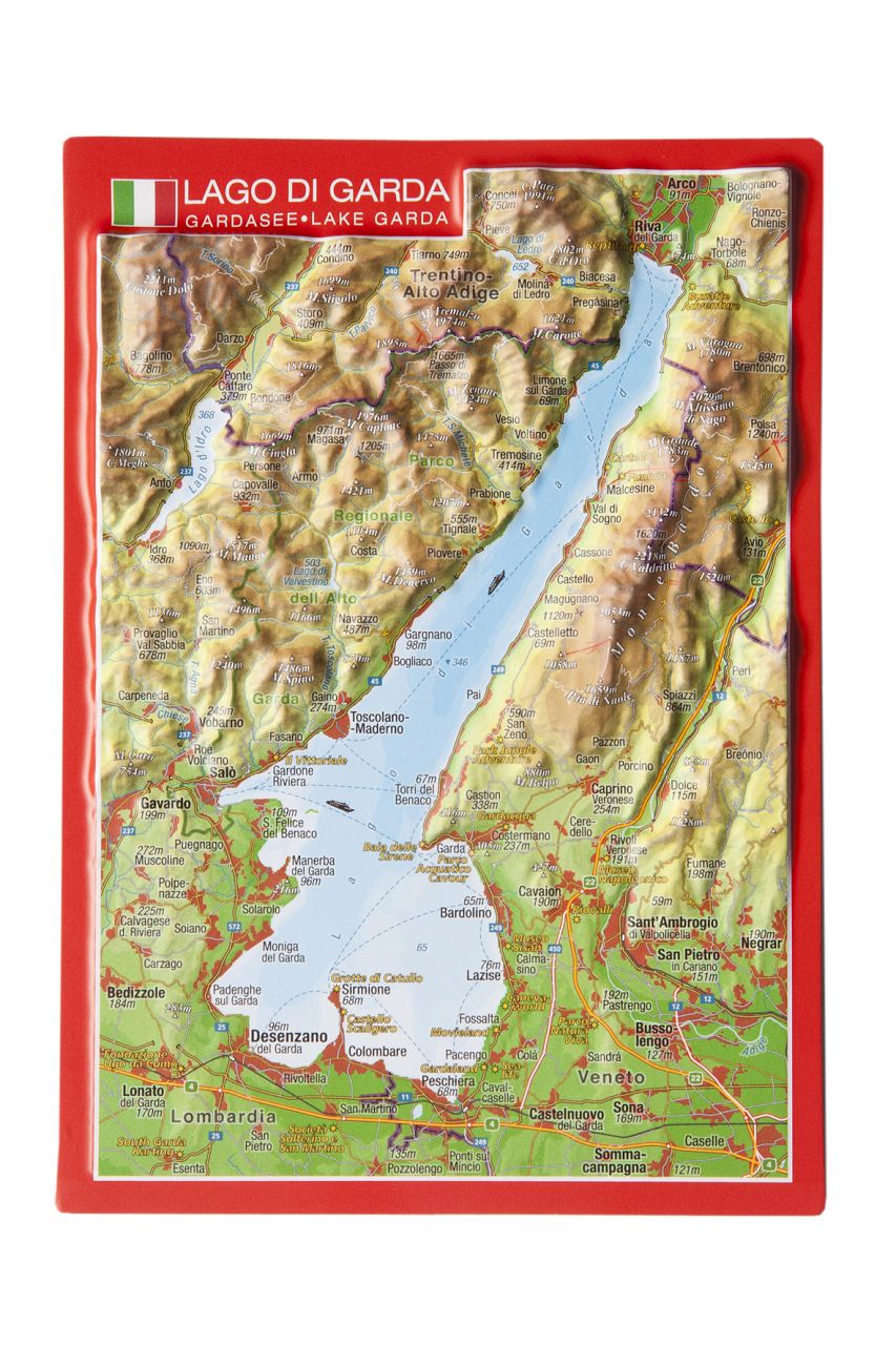 Lake Garda Raised Relief 3D Postcard