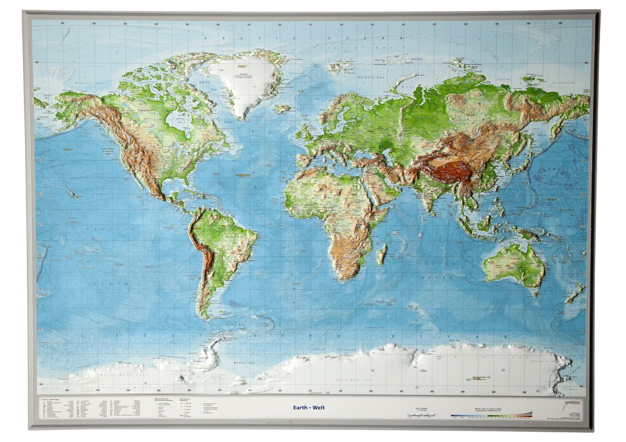 Earth, Raised Relief Map - Large, Unframed