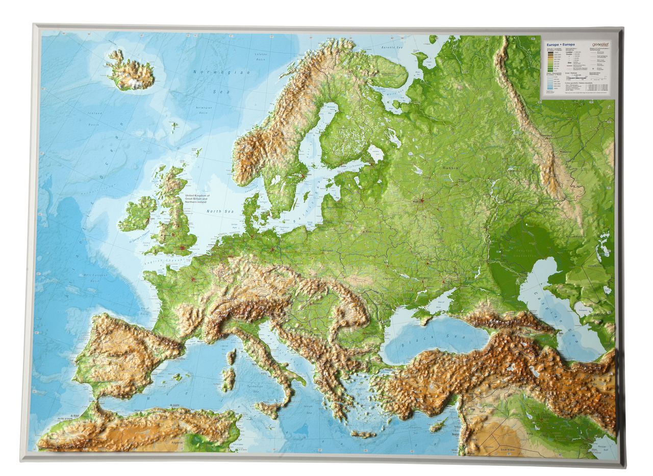 Europe, Raised Relief Map - Large, Unframed