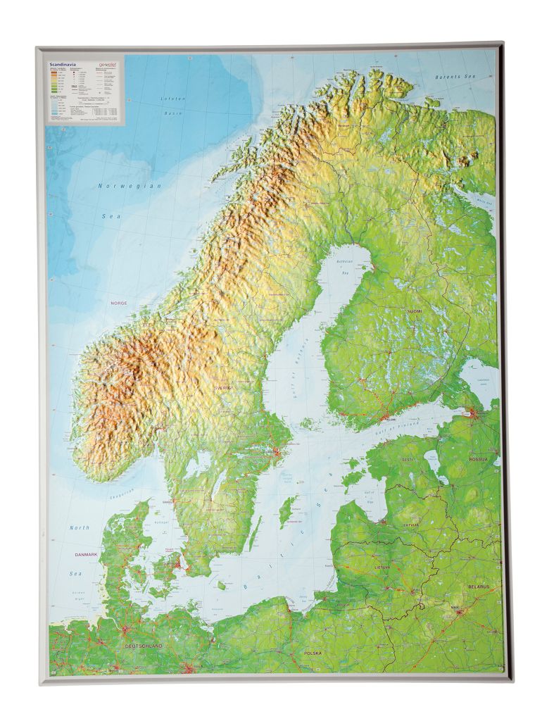 Scandinavia, Raised Relief Map - Large, Unframed