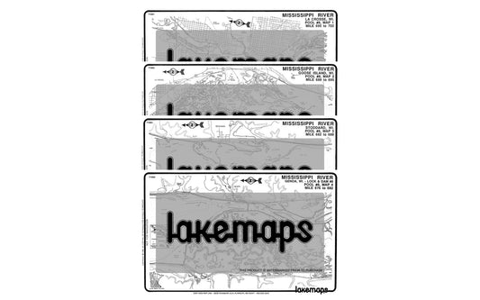 Mississippi River - Mississippi River Pool 8 - MAP PACK - Lakemap - 71800 - 7X11 Black & White (Polypropylene)