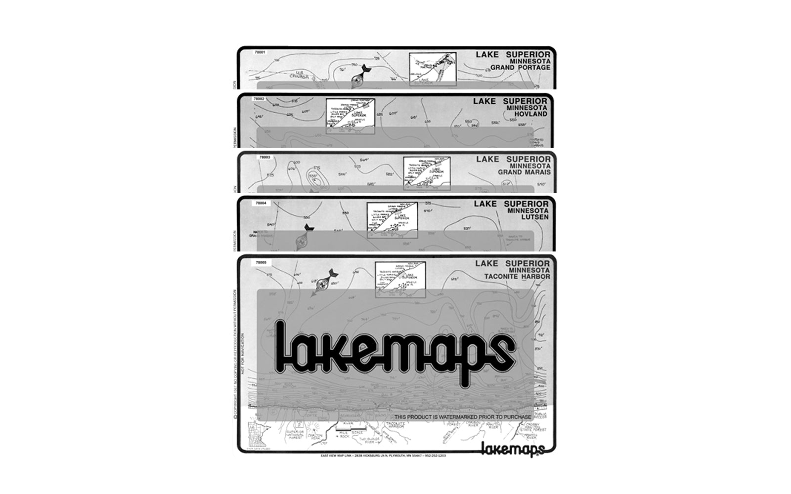 Lake Superior - Upper North Shore - MAP PACK - Lakemap - 78600 - 7X11 Black & White (Polypropylene)