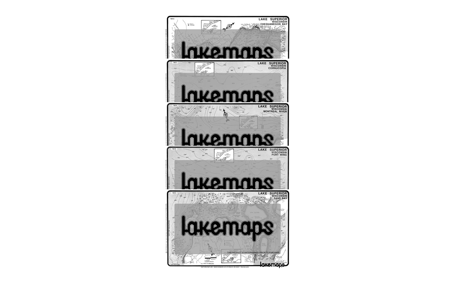 Lake Superior - Wisconsin Shoreline - MAP PACK- Lakemap - 78800 - 7X11 Black & White (Polypropylene)