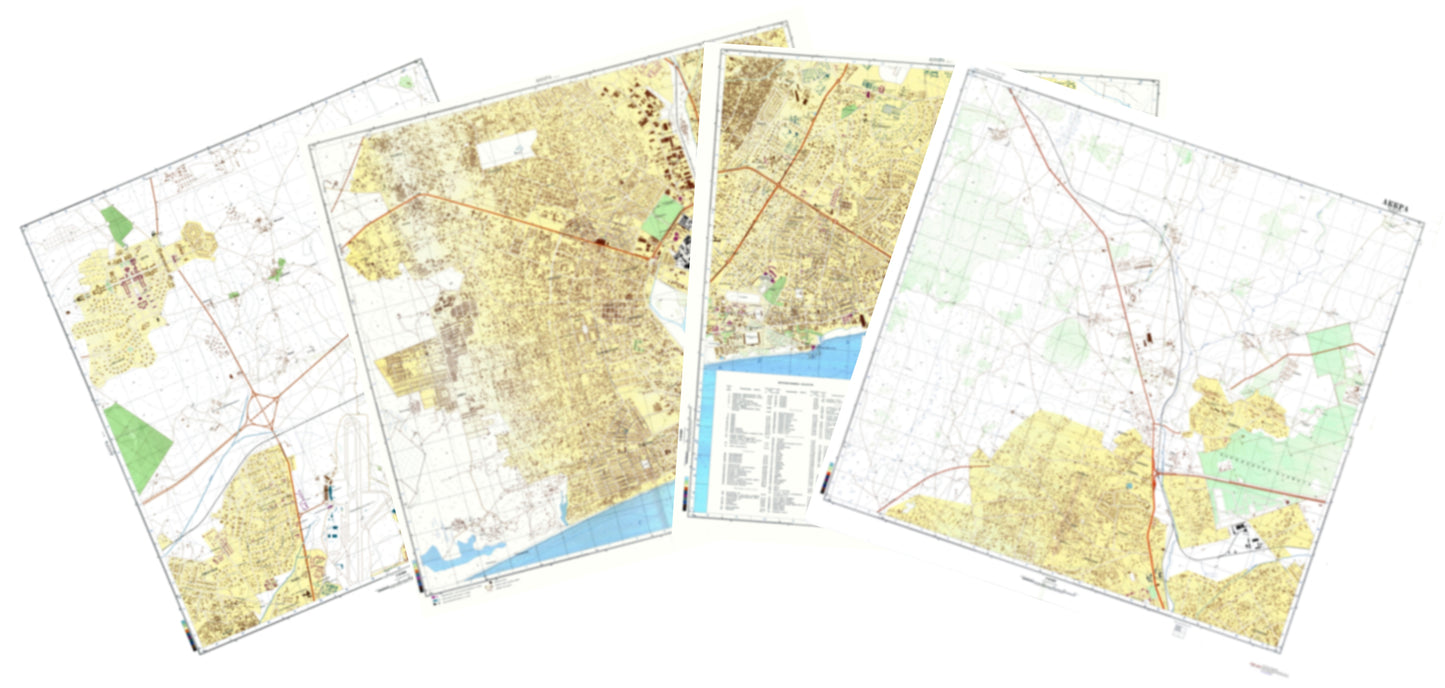 Accra (Ghana) 4-Sheet Map Set - Soviet Military City Plans