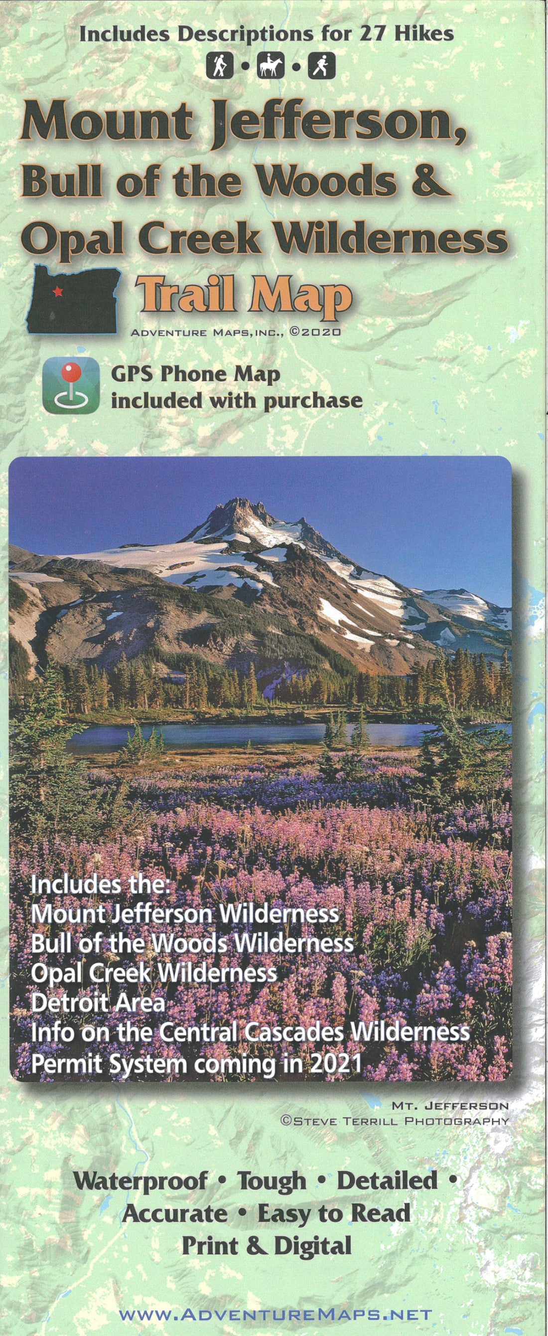 Mount Jefferson, Bull of the Woods & Opal Creek Wilderness Trail Map