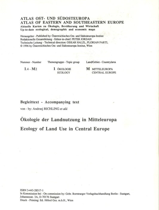 Atlas of Eastern and Southeastern Europe: 1.4-M2 Ecology of Central Europe