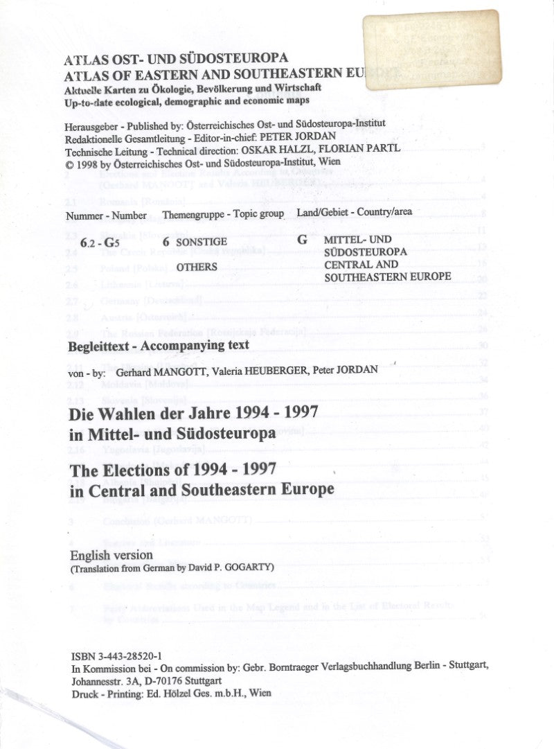 Atlas of Eastern and Southeastern Europe: 6.2-G5 Other of Central and Southeastern Europe