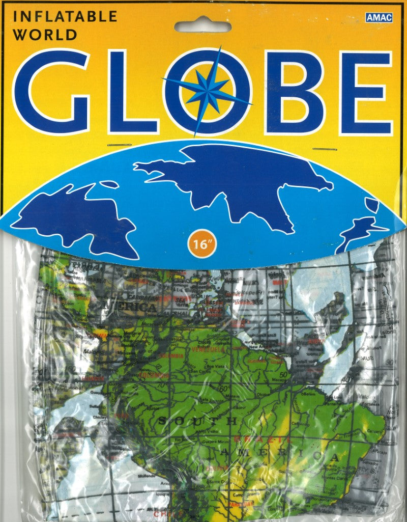 Inflatable Physical 16" Globe with Clear Ocean