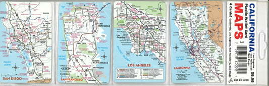 California : plastic wallet card maps : 4 cards! California, Los Angeles, San Francisco, San Diego