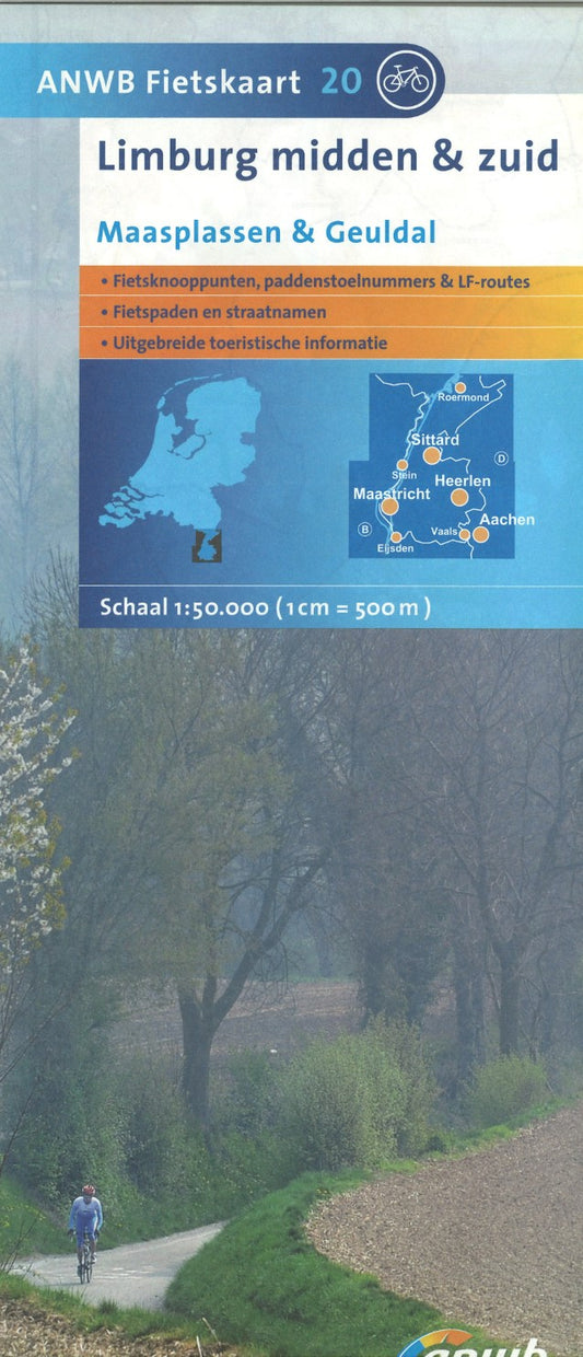 Limburg midden & zuid, Maasplassen & Geuldal - ANWB Fietskaart 20