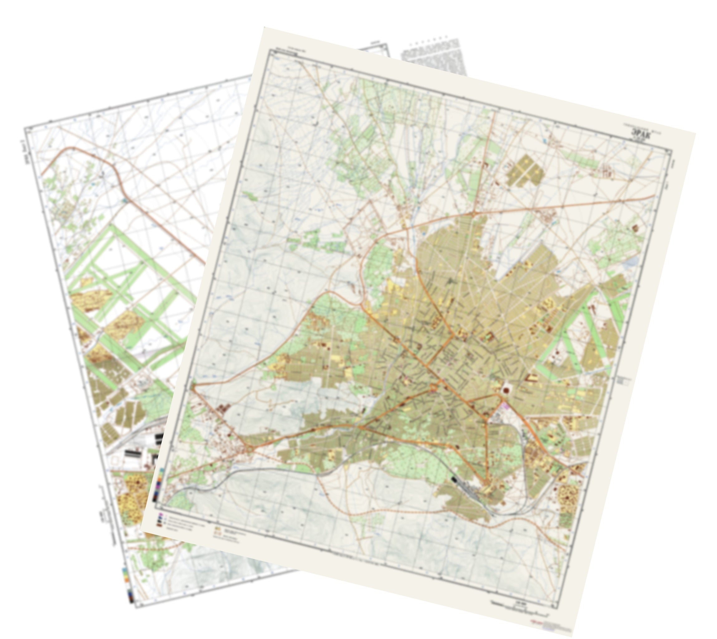 Arak (Iran) 2-Sheet Set - Soviet Military City Plans – Longitude Maps