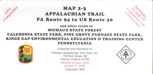 Appalachian Trail Map 2-3 PA Route 94 to US Route 30