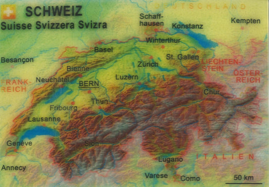 Switzerland Map 3D Postcard