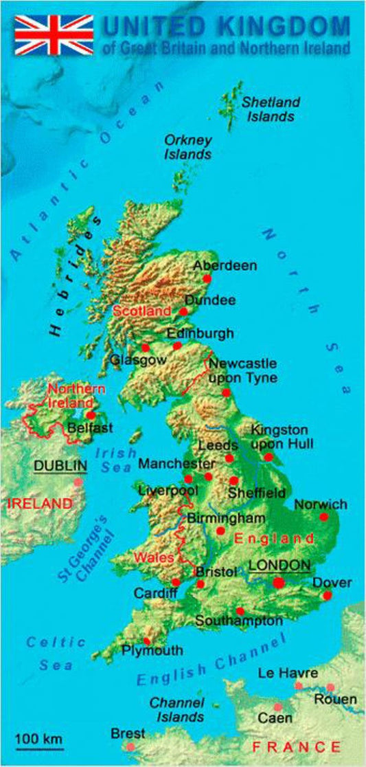 United Kingdom Map 3D Postcard