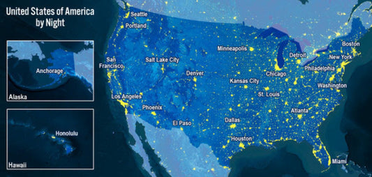 United States Day and Night Panoramic Card