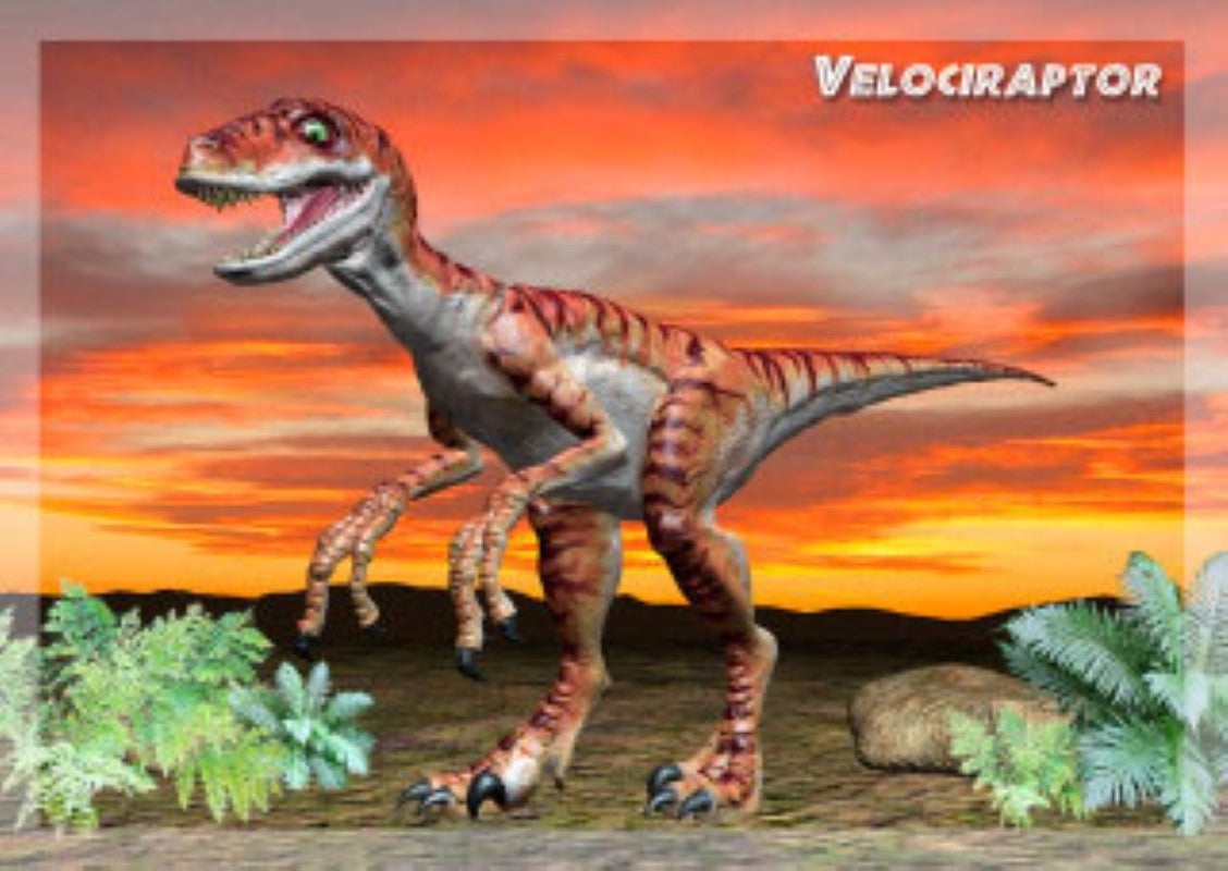 Velociraptor 3D Postcard