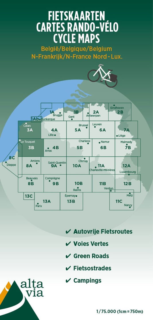 Cycle Maps - Belgium - N-France Nord - Lux - 3A Calais - 3B Le Touquet